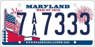 MD license plate 7AA7333