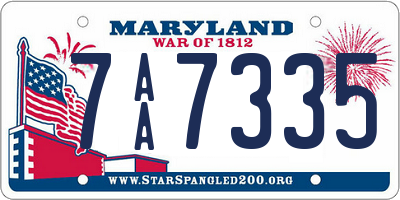 MD license plate 7AA7335