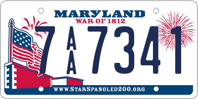 MD license plate 7AA7341