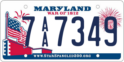 MD license plate 7AA7349