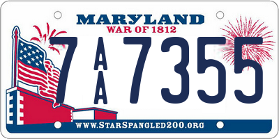MD license plate 7AA7355