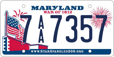 MD license plate 7AA7357