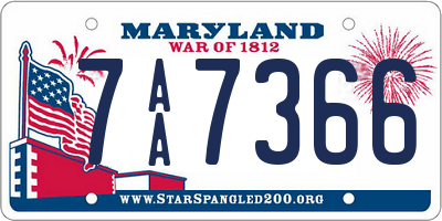 MD license plate 7AA7366