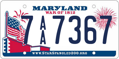 MD license plate 7AA7367