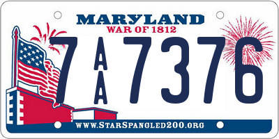 MD license plate 7AA7376