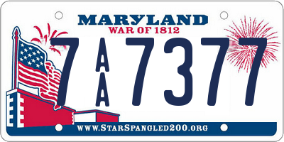 MD license plate 7AA7377