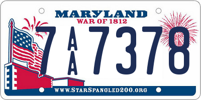 MD license plate 7AA7378