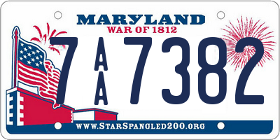 MD license plate 7AA7382