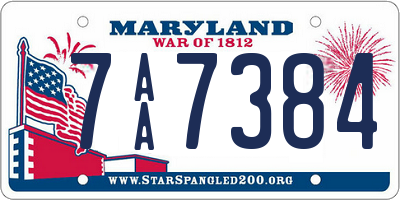 MD license plate 7AA7384