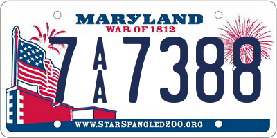 MD license plate 7AA7388