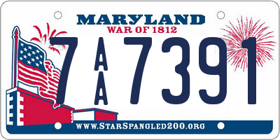 MD license plate 7AA7391