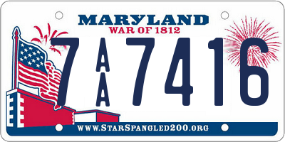 MD license plate 7AA7416