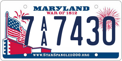 MD license plate 7AA7430