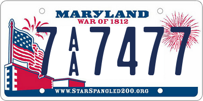 MD license plate 7AA7477