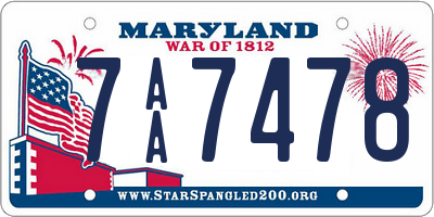 MD license plate 7AA7478