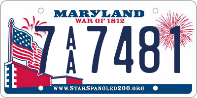 MD license plate 7AA7481