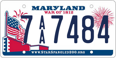 MD license plate 7AA7484