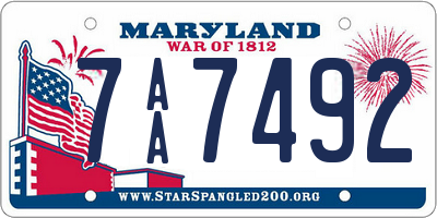 MD license plate 7AA7492