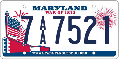 MD license plate 7AA7521