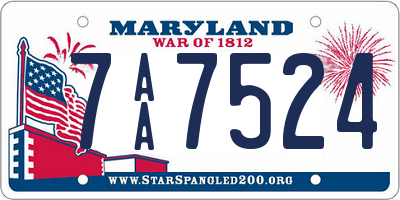 MD license plate 7AA7524