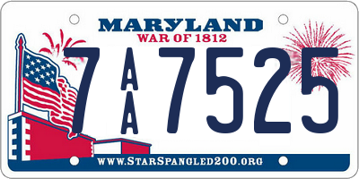 MD license plate 7AA7525