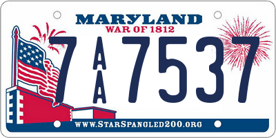 MD license plate 7AA7537