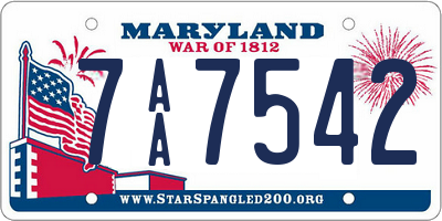 MD license plate 7AA7542