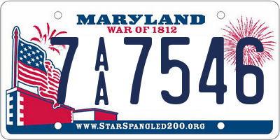 MD license plate 7AA7546