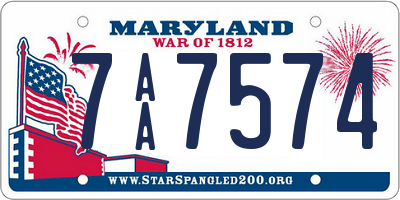 MD license plate 7AA7574