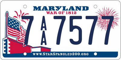 MD license plate 7AA7577