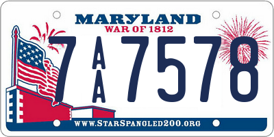 MD license plate 7AA7578