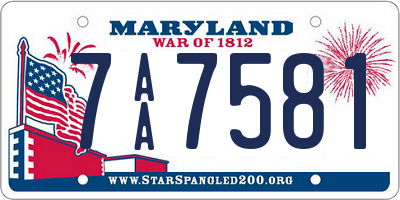 MD license plate 7AA7581