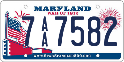 MD license plate 7AA7582