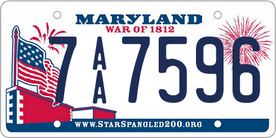 MD license plate 7AA7596