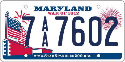 MD license plate 7AA7602