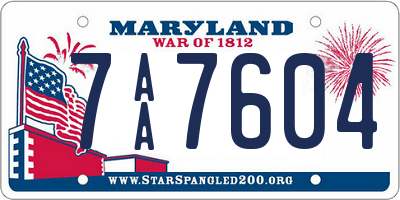 MD license plate 7AA7604
