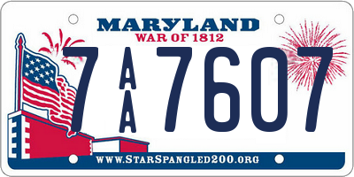 MD license plate 7AA7607