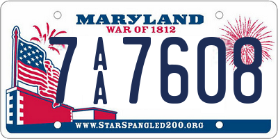 MD license plate 7AA7608