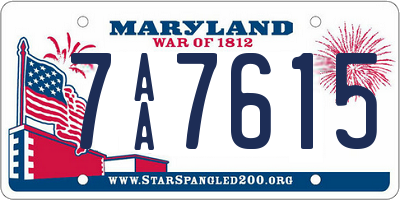 MD license plate 7AA7615