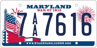 MD license plate 7AA7616