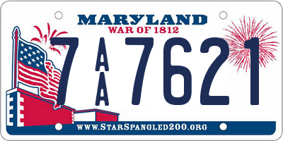MD license plate 7AA7621