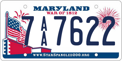 MD license plate 7AA7622