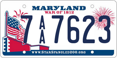 MD license plate 7AA7623