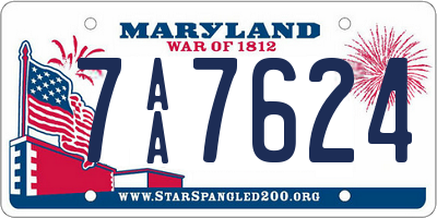 MD license plate 7AA7624
