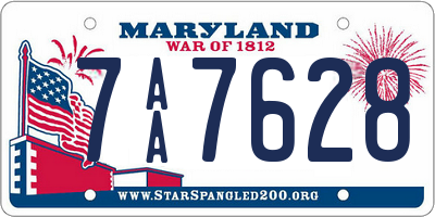 MD license plate 7AA7628