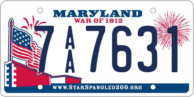 MD license plate 7AA7631