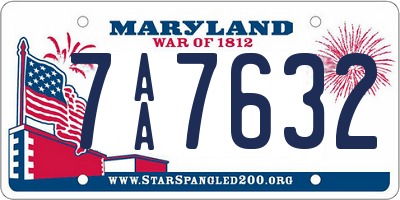 MD license plate 7AA7632