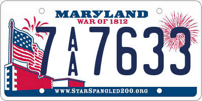 MD license plate 7AA7633