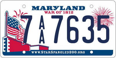 MD license plate 7AA7635