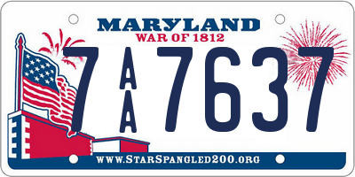 MD license plate 7AA7637